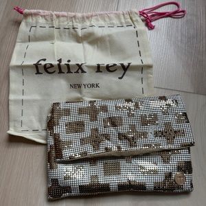 FELIX REY GOLD METAL CHAIN BAG CLUTCH